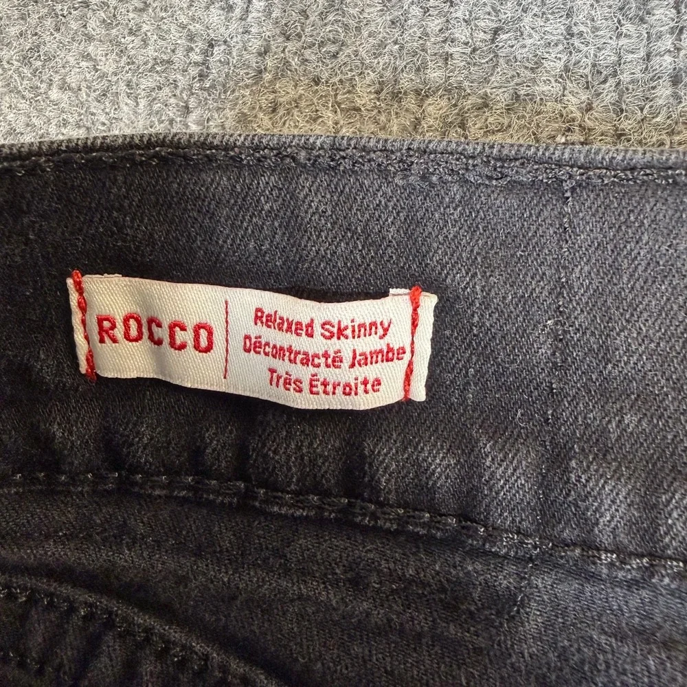 True Religion Rocco Flap Mens Relaxed Skinny Jeans Rinse Black Size 36 #3253